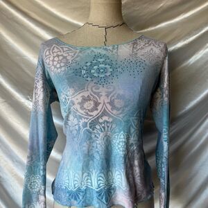 Apt 9. blue bedazzled funky paisley print fairy top